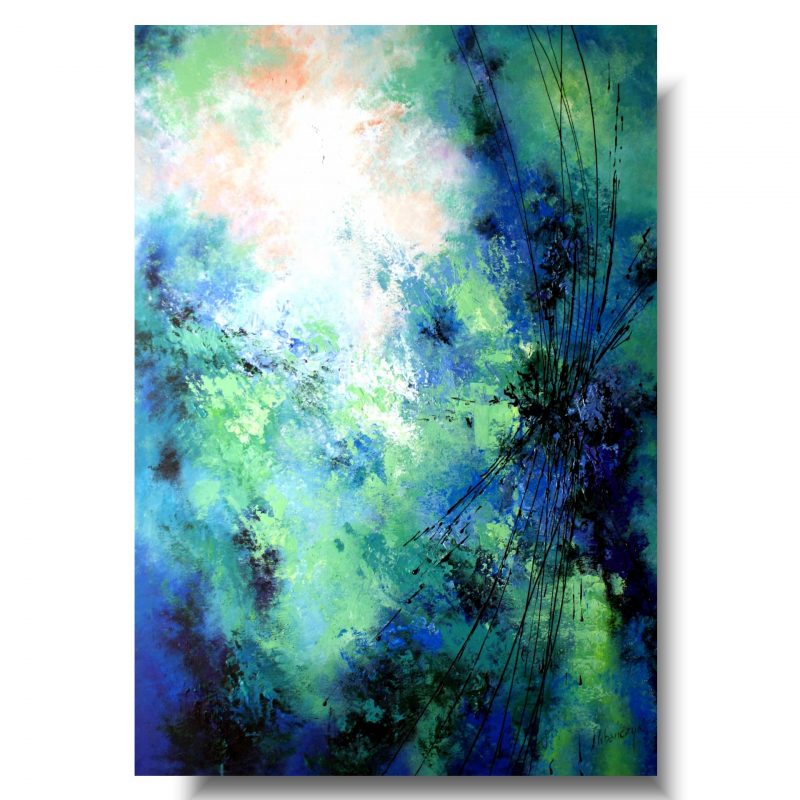 Duża abstrakcja błogość, zielona, abstrakcja, obrazy abstrakcje, obraz do salonu, nowoczesny obraz