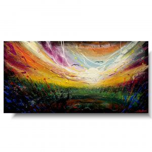 Współczesny obraz łąka kwiatowa, duży obraz widok, obrazy kolorowe, obrazy pejzaże, duży obraz widok, obraz łąka kwiatowa, obraz ręcznie malowany