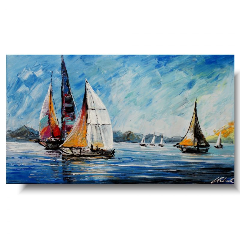 obraz z żaglówkami, obrazy ręcznie malowane, , obrazy marynistyczne, obraz pejzaż morski, obraz z żaglówką, obraz z łódką, obrazy marynistyka, morski krajobraz