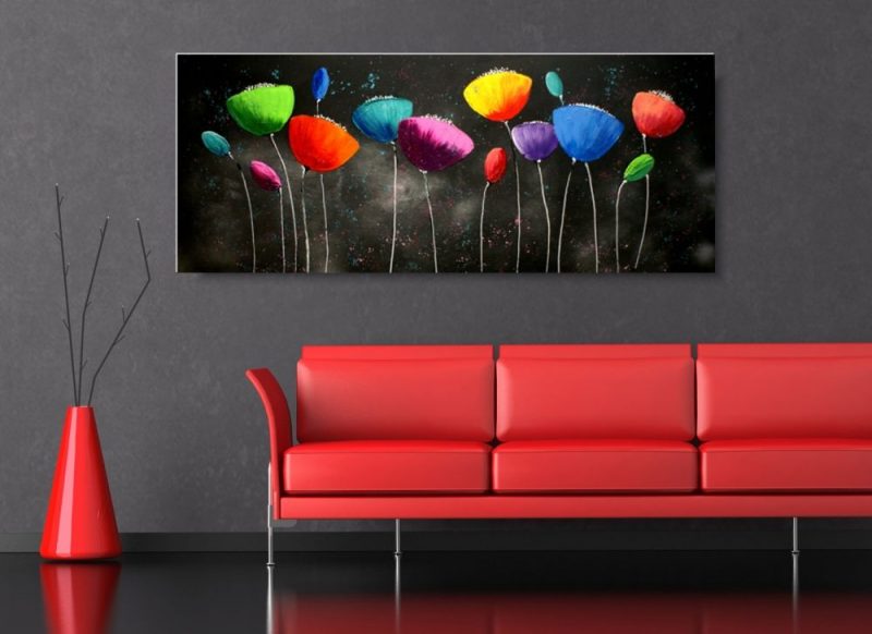 obraz kolorowe tulipany, kolorowe obrazy kwiaty, obrazy kwiaty