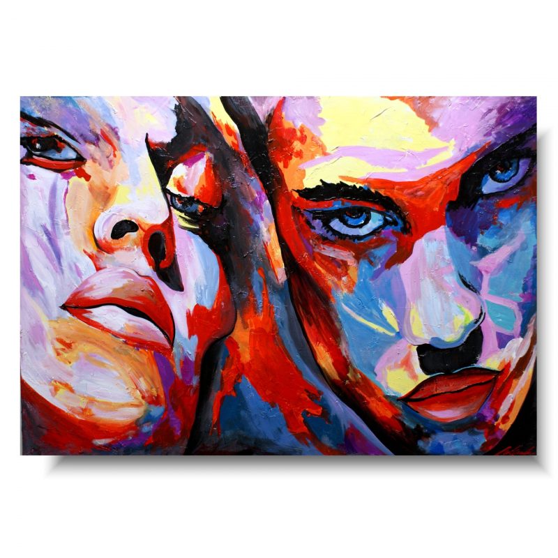 Obraz kolorowy portret pan i pani, Obraz kolorowy portret, obraz pan i pani, Nowoczesny portret, duży obraz para, obrazy kolorowe, portret kolorowa kobieta i mężczyzna, twarze kolorowe, obraz mężczyzny, popularne obrazy, modne obrazy