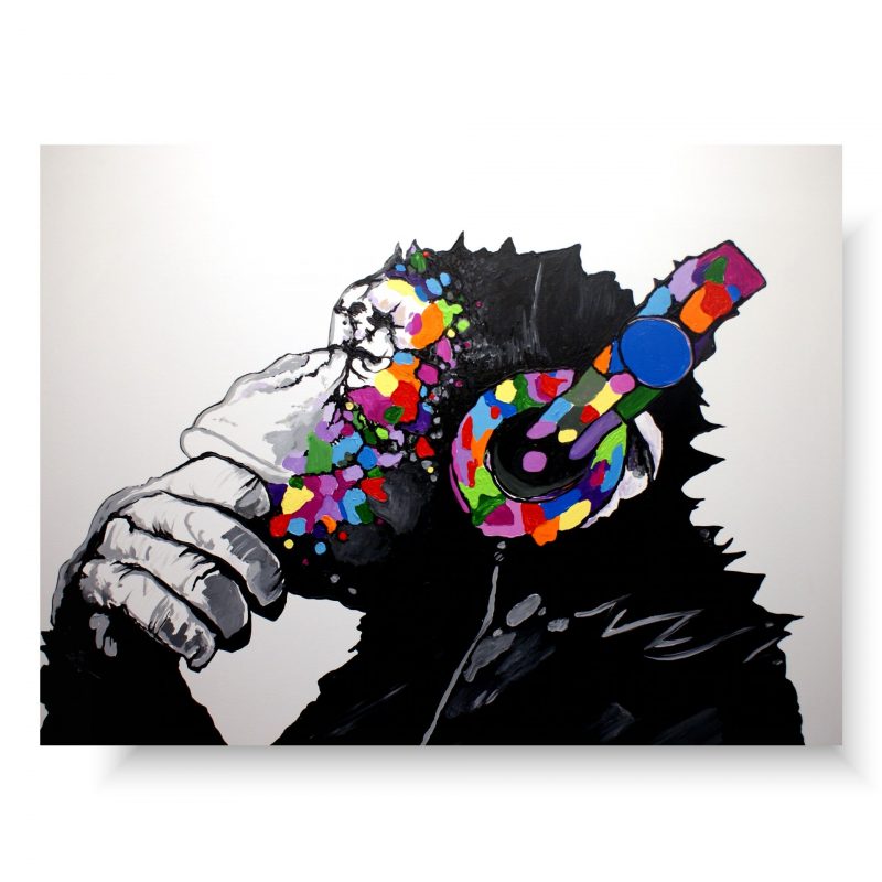 duży modny obraz kolorowa małpa, obraz zwierzęta, kolorowa małpa, obrazy zwierząt, obraz na ścianę, obrazy ze zwierzętami, obrazy zwierząt na płótnie, zwierzęta, obraz akrylowy, obrazy na płótnie ręcznie malowane, modny obraz