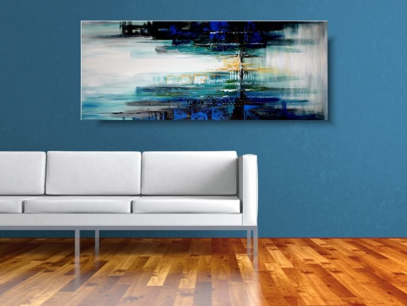 obrazy na ścianę, obrazy do sypialni, Obraz kolorowe miasto, obrazy pionowe, obrazy kolorowe, obrazy ręcznie malowane, współczesne obrazy, turkusowy obraz ulicy