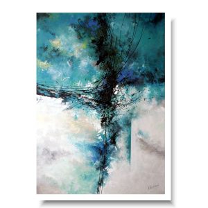 Abstrakcja duży turkusowy obraz, obraz abstrakcja, duży turkusowy obraz, obraz pionowy do salonu, obraz ręcznie malowany