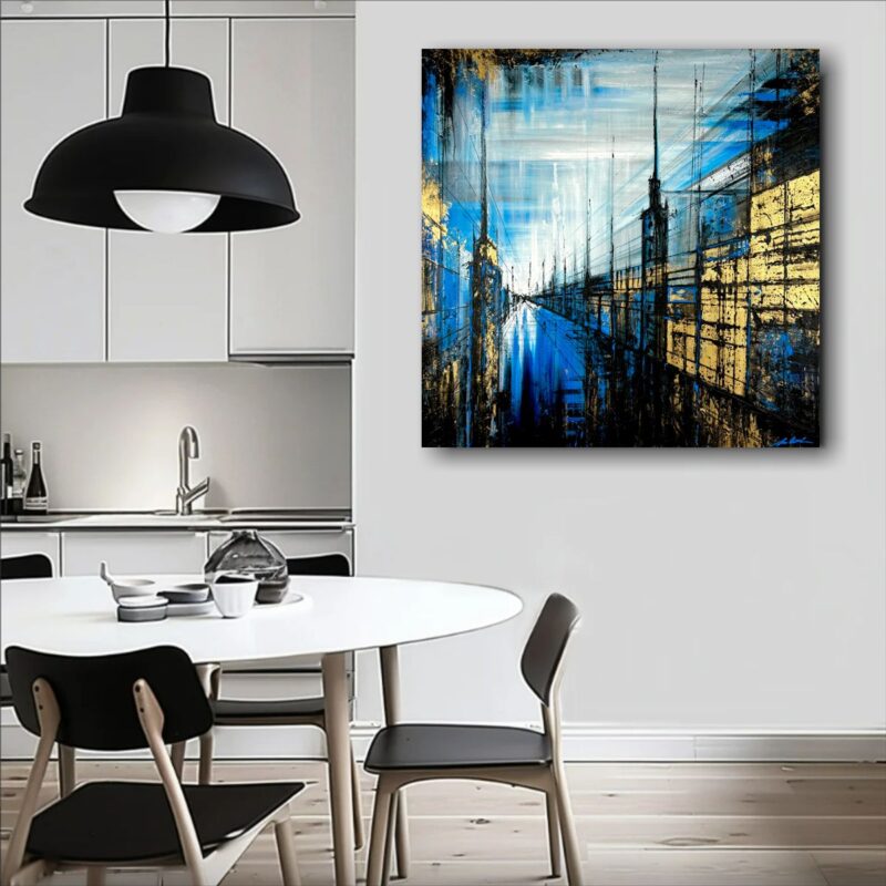Obraz miasto w nowoczesnym salonie