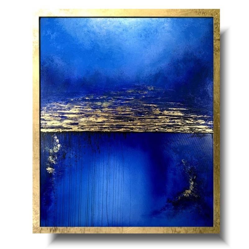 Niebieski obraz ze złotem, nowoczesny obraz, niebieska abstrakcja, granatowy obraz, najpopularniejsze obrazy, obraz ze złotem