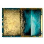 Piękny obraz w ramie abstrakcja , turkusowy obraz, abstrakcja w złotej ramie, obraz na płótnie, obraz na ścianę