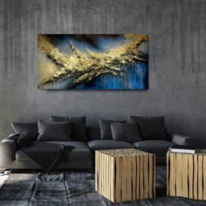 złoto granatowa abstrakcja, obraz abstrakcja, obraz 3D, polskie malarstwo, obraz ręcznie malowany