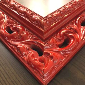 Rama do obrazu czerwona – detal narożnika i struktury