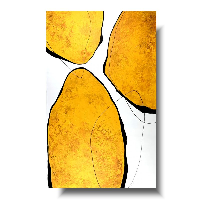 żółta abstrakcja, Żółty duży obraz geometryczny, obrazy na ściane, obrazy ręcznie malowane, obraz pionowy