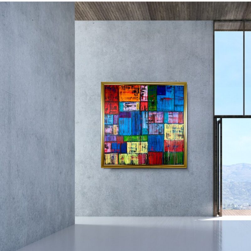 Duży obraz abstrakcja kolorowa, duży obraz, kolorowy obraz, obraz abstrakcja w ramie, obrazy kolorowe abstrakcje, obrazy na płótnie, kolorowy obraz abstrakcja