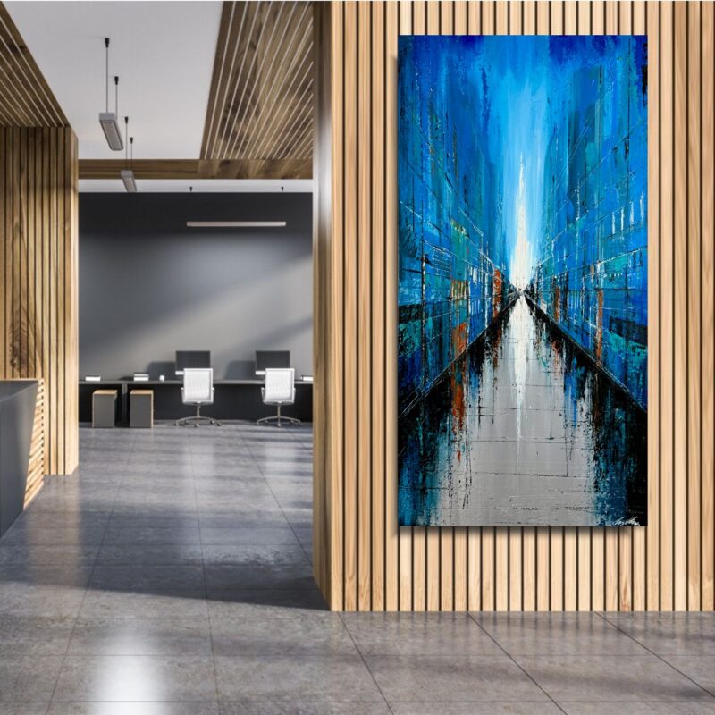 Obrazy na ścianę architektura, Obrazy na ścianę, pionowy obraz, obrazy architektura, obrazy miasta, niebieski obraz