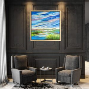 Obraz ręcznie malowany na płótnie ptaki, obraz pejzaż, obraz widok, obraz w ramie, obraz dp salonu, obraz ręcznie malowany, obraz na płótnie