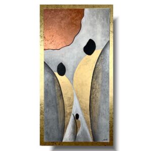 Rodzina pionowy złoty obraz w ramie, obraz rodzina, złoty obraz w ramie, pionowy obraz, geometryczny obraz, obraz abstrakcja