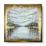 Elegancki marynistyczny złoty obraz, Obraz abstrakcyjny złote miasto, obraz złoty pałac, obraz złote miasto, obraz w ramie, obraz 100x100, obraz do salonu