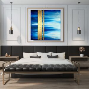 Granatowo złota kwadratowa abstrakcja, obraz abstrakcja do salonu, obrazy abstrakcje, złota abstrakcja, pionowa abstrakcja, obraz kwadratowy, granatowa abstrakcja, obrazy do biura rachunkowego