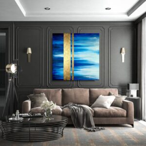 Granatowo złota kwadratowa abstrakcja, obraz abstrakcja do salonu, obrazy abstrakcje, złota abstrakcja, pionowa abstrakcja, obraz kwadratowy, granatowa abstrakcja, obrazy do biura rachunkowego