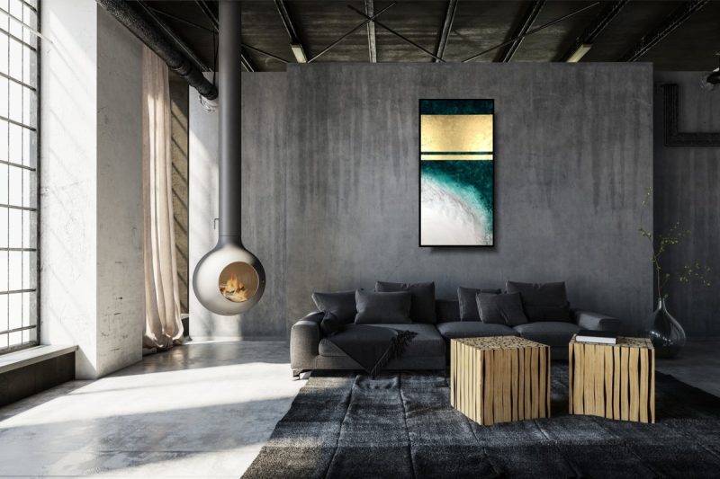 obraz do salonu, szmaragdowy obraz