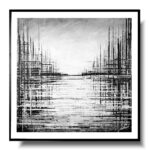 Obraz czarno białe miasto port, obraz miasto, czarno biały obraz, obraz z passpartout