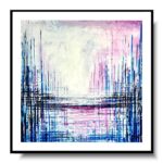 Obraz niebieska architektura, obraz abstrakcja kolorowe miasto, kolorowy obraz w ramie, obraz kolorowa abstrakcja, obraz do szarego salonu, obraz miasta i architektura