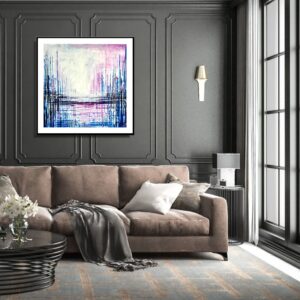 Obraz niebieska architektura, obraz abstrakcja kolorowe miasto, kolorowy obraz w ramie, obraz kolorowa abstrakcja, obraz do szarego salonu, obraz miasta i architektura