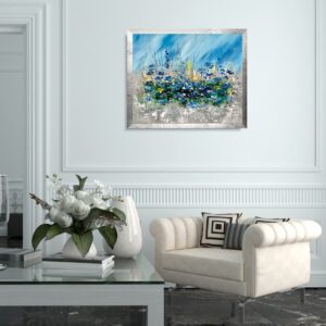 Obraz chabrowe pole łąka, obraz na ścianę, mały oraz z niebieskimi kwiatami,