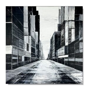 obraz czarny monochromatyczne miasto, czarne obrazy, obraz czarno biały, widok miasta i architektura, sztuka współczesna obrazy, obraz akrylowy, obrazy do przedpokoju