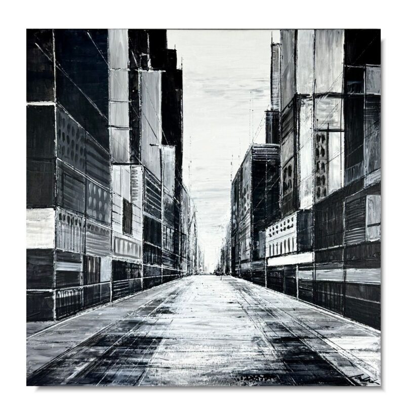 obraz czarny monochromatyczne miasto, czarne obrazy, obraz czarno biały, widok miasta i architektura, sztuka współczesna obrazy, obraz akrylowy, obrazy do przedpokoju