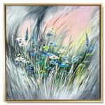 Obraz malowany kwiaty łąka, obraz z kwiatami, kwiecisty obraz, obraz łąka