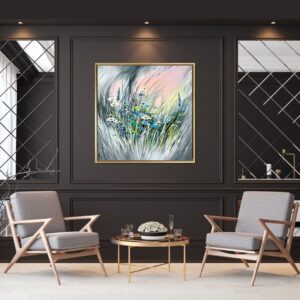 Obraz malowany kwiaty łąka, obraz z kwiatami, kwiecisty obraz, obraz łąka