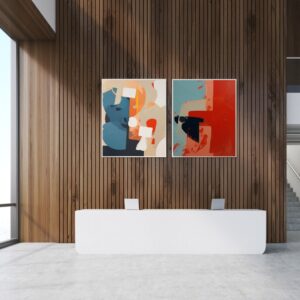 Dyptyk abstrakcyjny do salonu, komplet abstrakcji, komplet obrazów, obrazy w komplecie, kolorowe obrazy, dyptyk abstrakcyjny, obrazy na płótnie do salonu