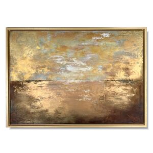 Obraz ręcznie malowany złota abstrakcja, obraz w drewnianej ramie, złoty obraz, obrazy gotowe do powieszenia