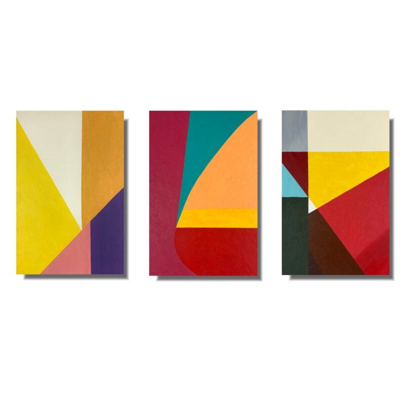 Tryptyk obraz abstrakcja, trzy obrazy do salonu, kolorowe abstrakcje, obrazy akrylowe