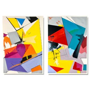 Dwie kolorowe abstrakcje, dwa obrazy abstrakcje, komplet abstrakcji kolorowych
