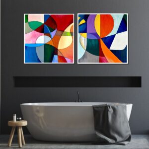Obraz dyptyk abstrakcja, kolorowe obrazy, kolorowe abstrakcje, obrazy ręcznie malowane, obrazy do salonu