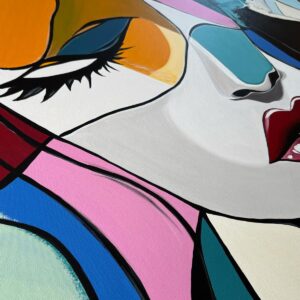 obraz malowany portret, malowana twarz na obrazie, kobieta na obrazie