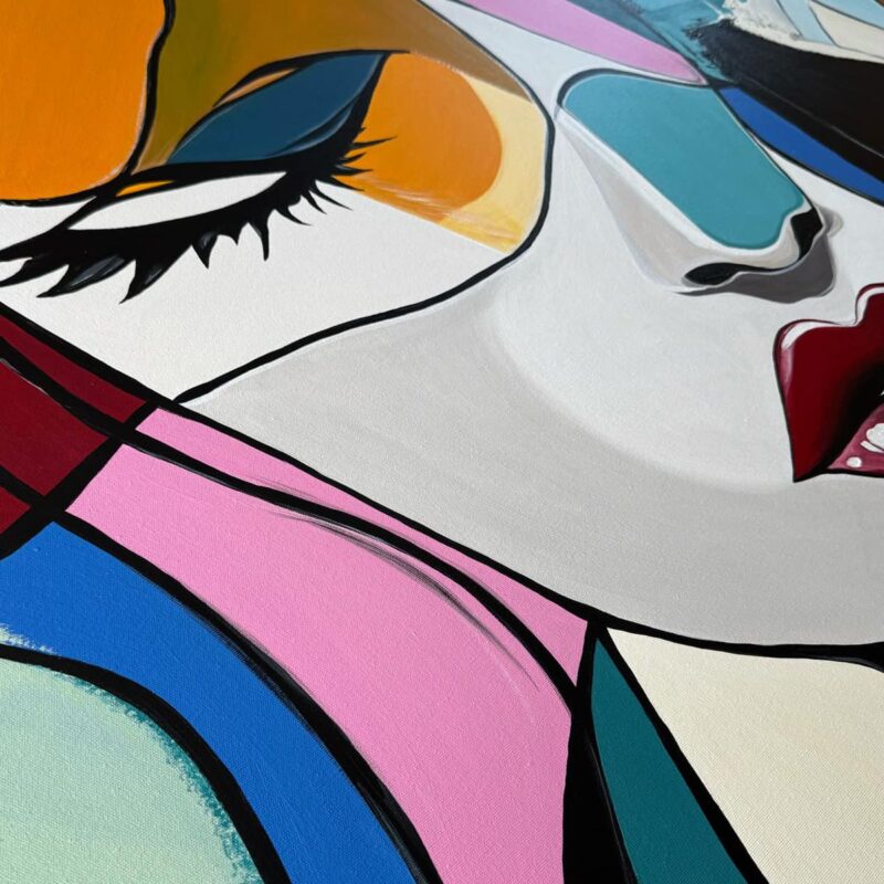 obraz malowany portret, malowana twarz na obrazie, kobieta na obrazie