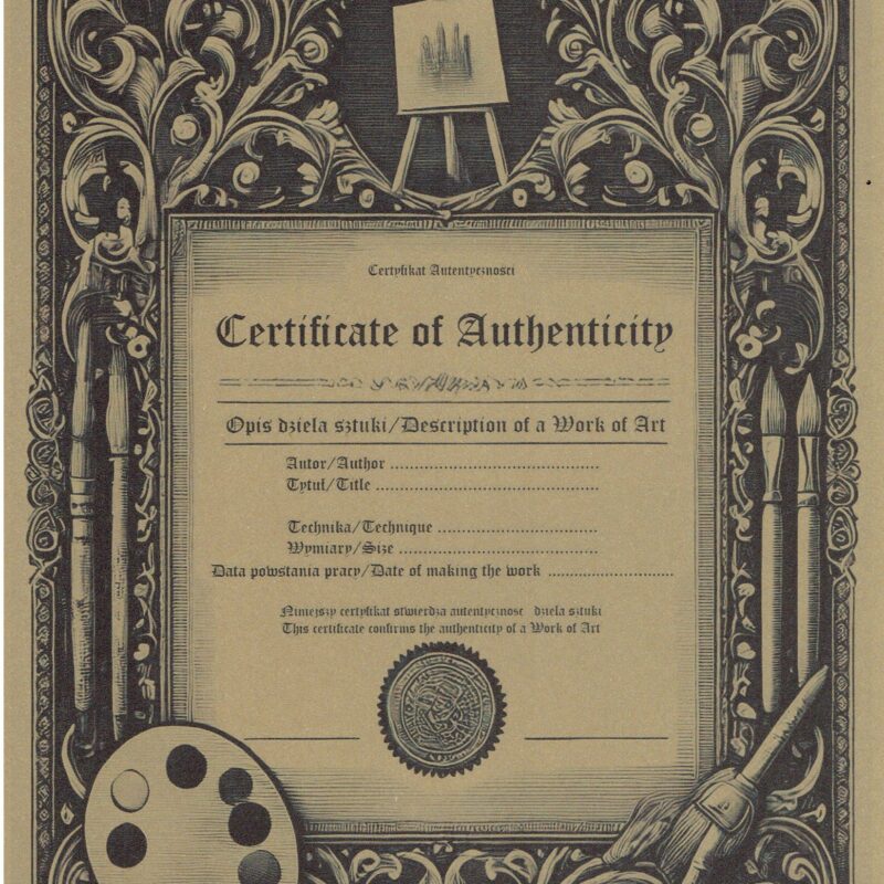obrazy z certyfikatem autentyczności