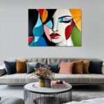 obraz portret na płótnie, twarz na obrazie, portret kobiety, nowoczesny portret, obrazy do salonu, obrazy do sypialni, obrazy na płótnie