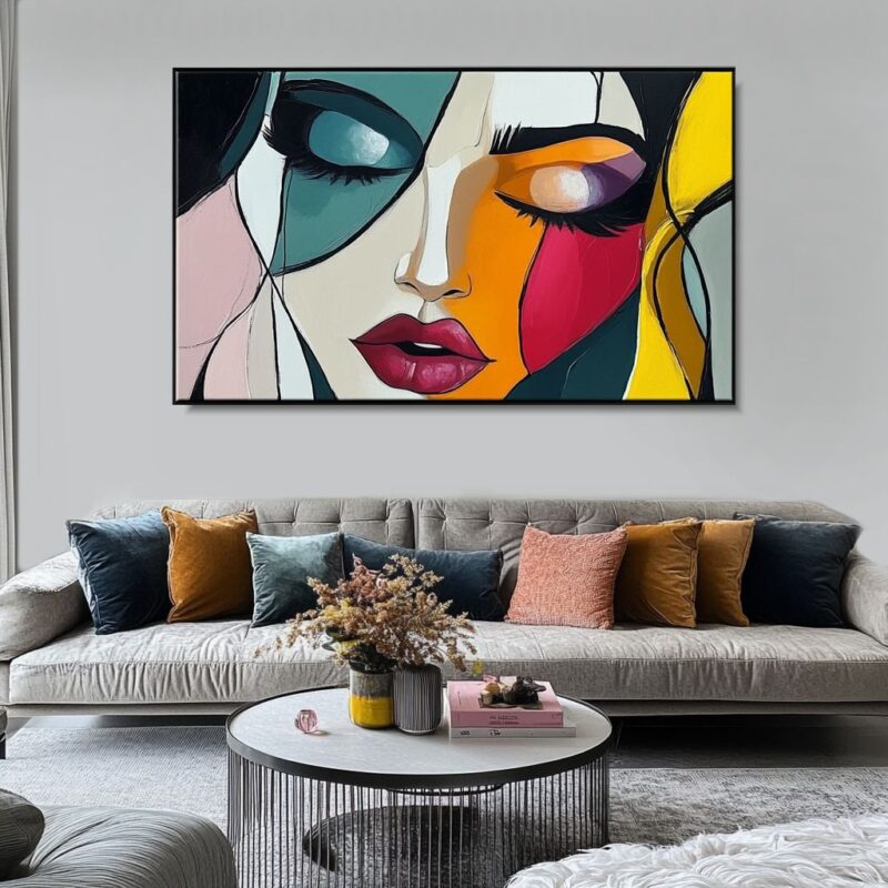 obraz portret malowany, kolorowy portret, duży obraz, obraz duży format