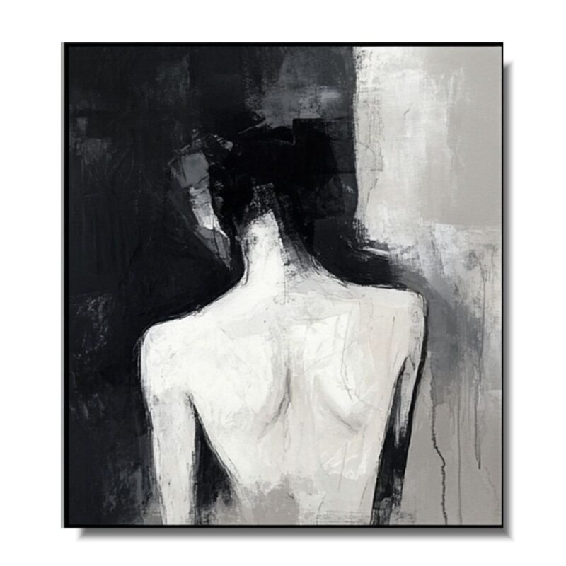Nowoczesny obraz czarno biały akt, obrazy akty, obraz do sypialni, obrazy ręcznie malowane