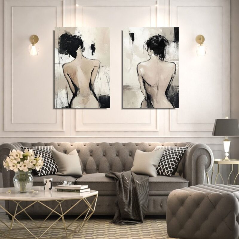 Obraz malowany akt kobiecy, obrazy akty, obrazy do sypialni, komplet obrazów