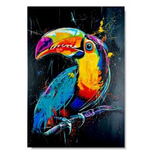 Obraz abstrakcja do salonu zwierzęta, obraz ze zwierzętami, obraz kolorowy tukan, obrazy do salonu, obrazy na płótnie