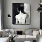 Nowoczesny obraz czarno biały akt, obrazy akty, obraz do sypialni, obrazy ręcznie malowane