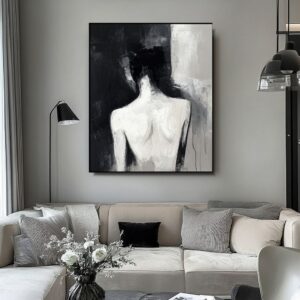 Nowoczesny obraz czarno biały akt, obrazy akty, obraz do sypialni, obrazy ręcznie malowane
