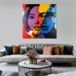 Obraz nowoczesny kolorowy portret, duży kolorowy obraz, obrazy do salonu, obrazy nad kanapę, obrazy na płótnie, nowoczesne obrazy