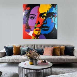 Obraz nowoczesny kolorowy portret, duży kolorowy obraz, obrazy do salonu, obrazy nad kanapę, obrazy na płótnie, nowoczesne obrazy