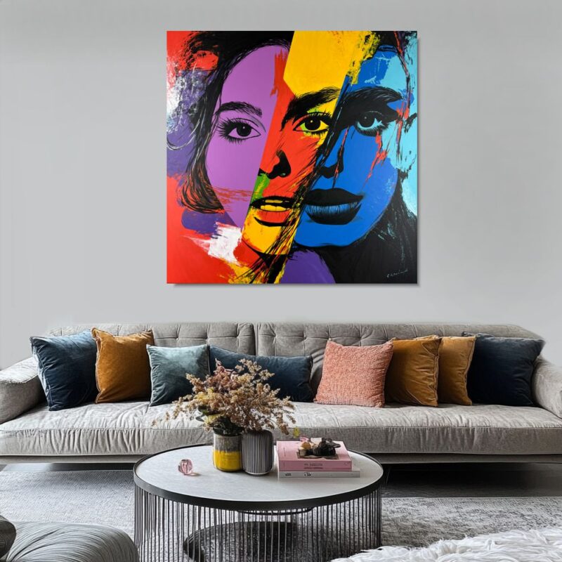 Obraz nowoczesny kolorowy portret, duży kolorowy obraz, obrazy do salonu, obrazy nad kanapę, obrazy na płótnie, nowoczesne obrazy