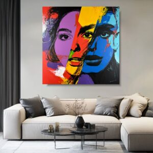 Obraz nowoczesny kolorowy portret, duży kolorowy obraz, obrazy do salonu, obrazy nad kanapę, obrazy na płótnie, nowoczesne obrazy