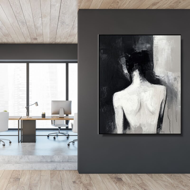 Nowoczesny obraz czarno biały akt, obrazy akty, obraz do sypialni, obrazy ręcznie malowane